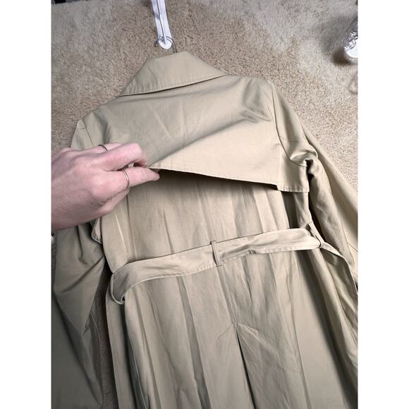 The Limited Y2K Beige Double Breasted Trench Coat Women's Sz L Rain flap Lined - Picture 14 of 16